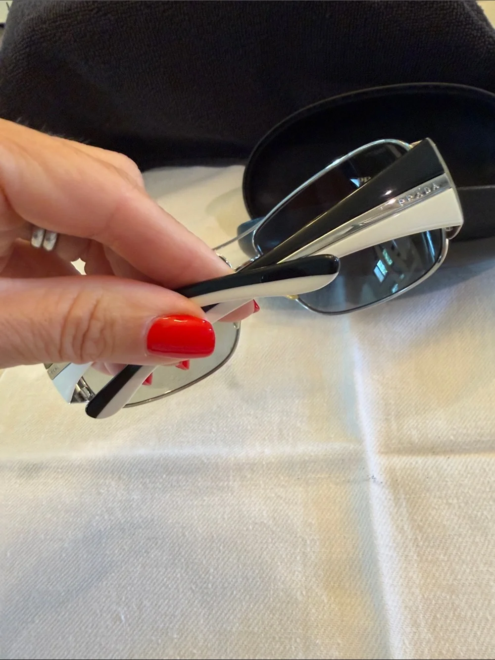 Prada women’s Silver Frame Gray Lens Aviator Sunglasses - Gradient Gray